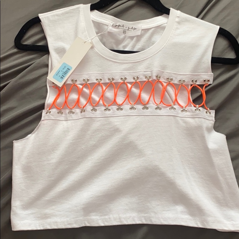White top with orange stringing🧡